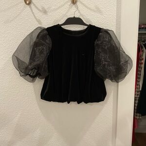 Elegant Black Puff Sleeve Top